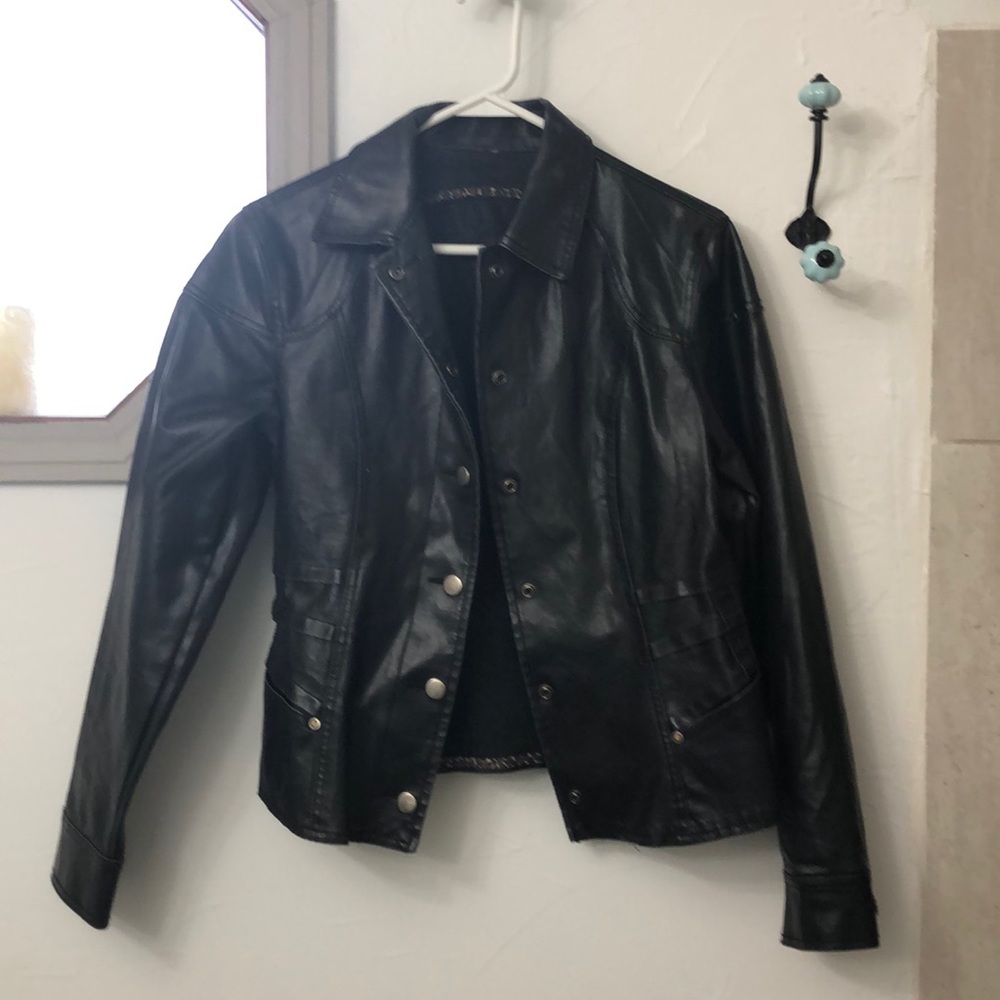 Leatherette motorcycle jacket